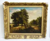 19th Century British School, A landscape study depicting a gentleman and his dog