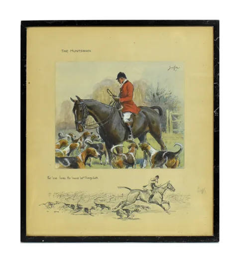 "Snaffles" Charles Johnson Payne, The Huntsman, pencil signed, with Snaffles "bit" blindstamp