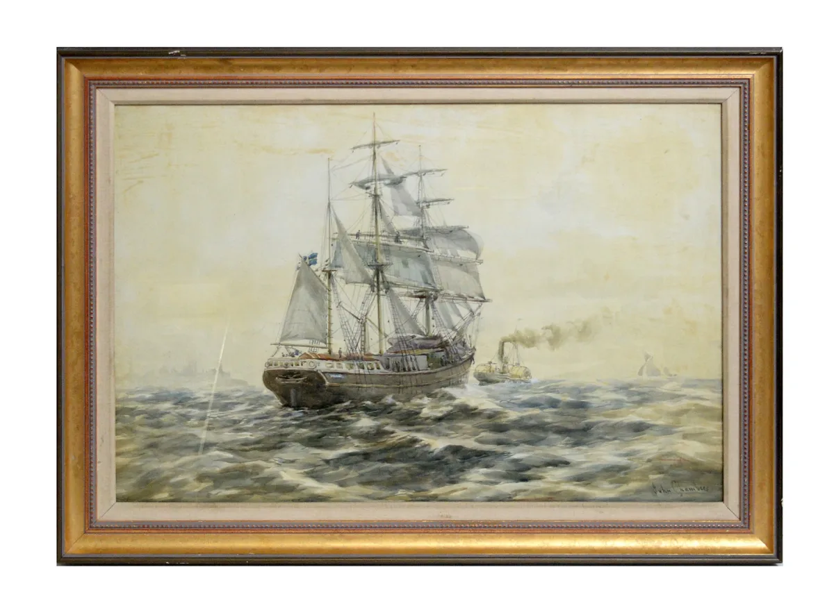 John Chambers, Off the Shore at Tynemouth, watercolour