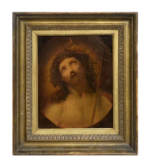 19th Century, Portrait of Christ wearing a crown of thorns, oil on canvas