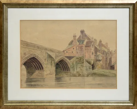 Byron Eric Dawson, Elvet Bridge Durham, watercolour with pen and ink