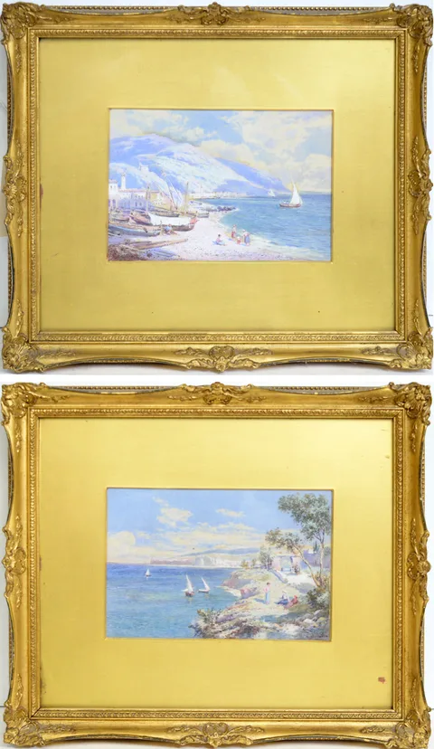 Charles Rowbotham, A Pair of Italian Vistas, watercolour