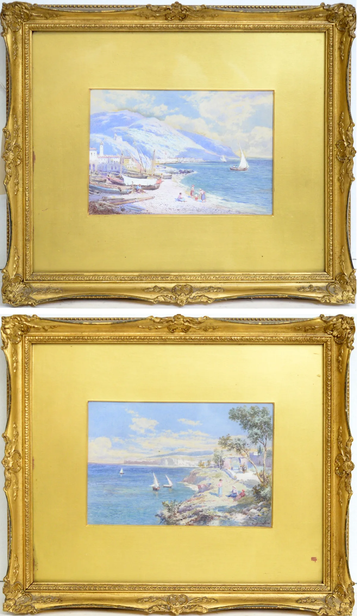 Charles Rowbotham, A Pair of Italian Vistas, watercolour