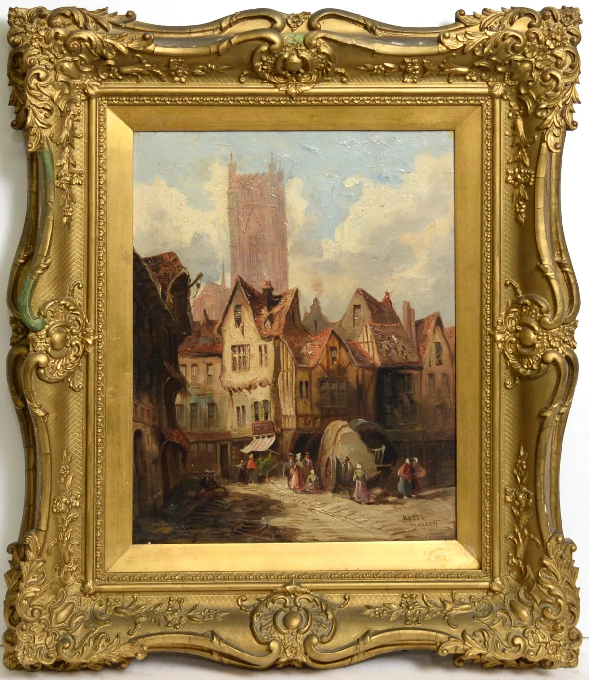 W. Allen, Continental Street Scene, oil on canvas