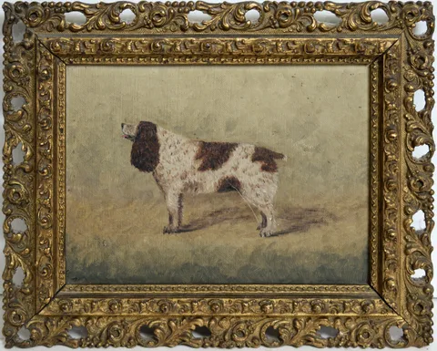 19th Century British, A naive portrait of a dog, oil on canvas