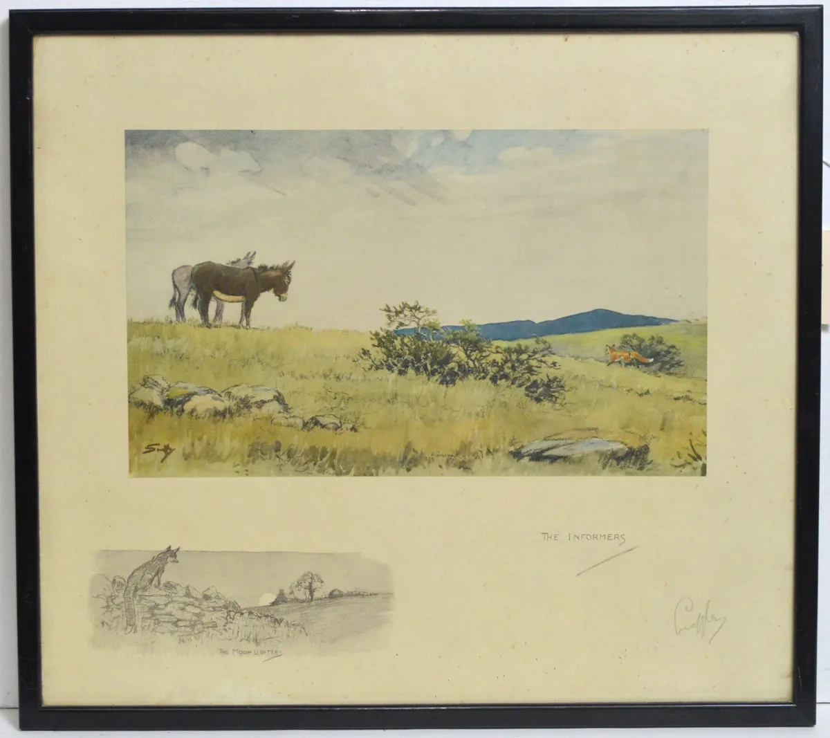 "Snaffles" Charles Johnson Payne, The Informers, pencil signed, with Snaffles "bit" blindstamp
