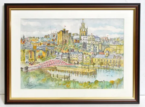 Charles Herbert "Charlie" Rogers, Newcastle-on-Tyne from Gateshead, September, watercolour with pen and ink