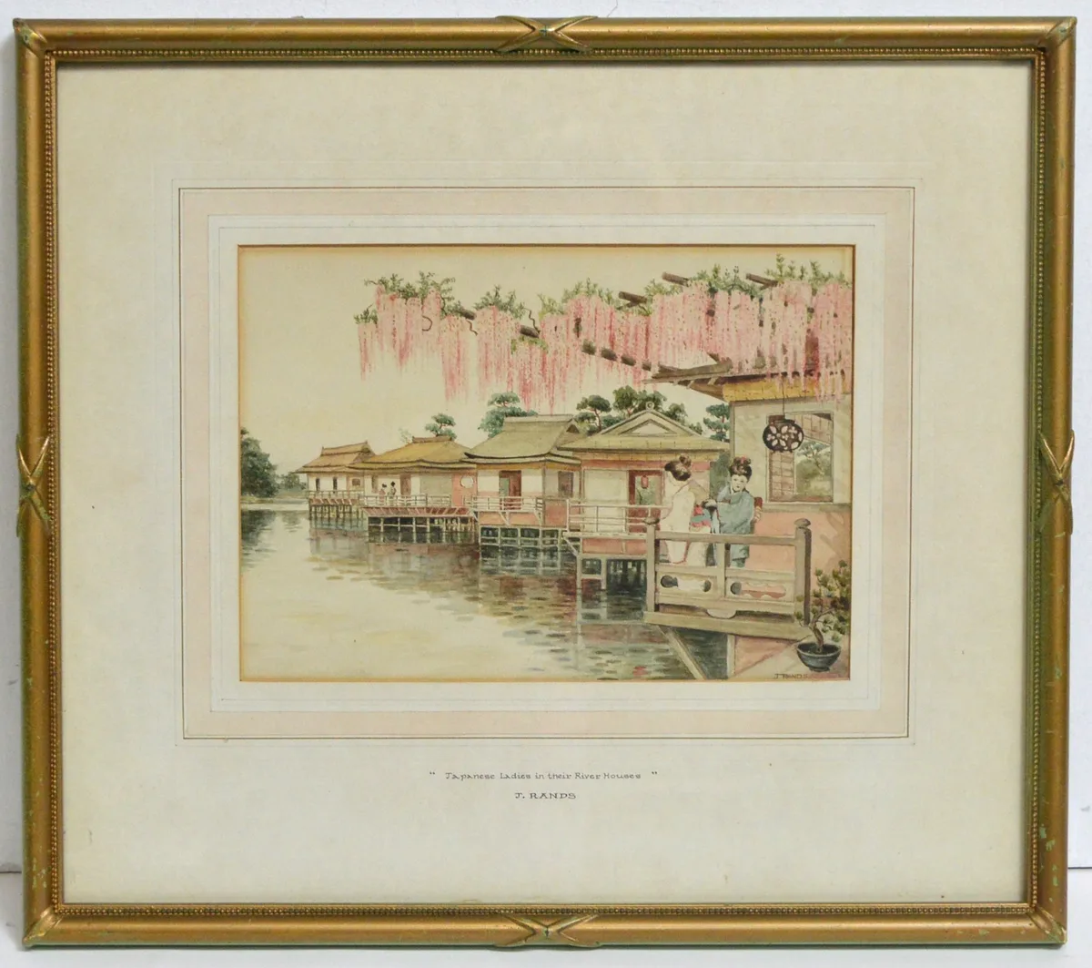 J. Rands, Japanese Ladies in their River Houses, watercolour