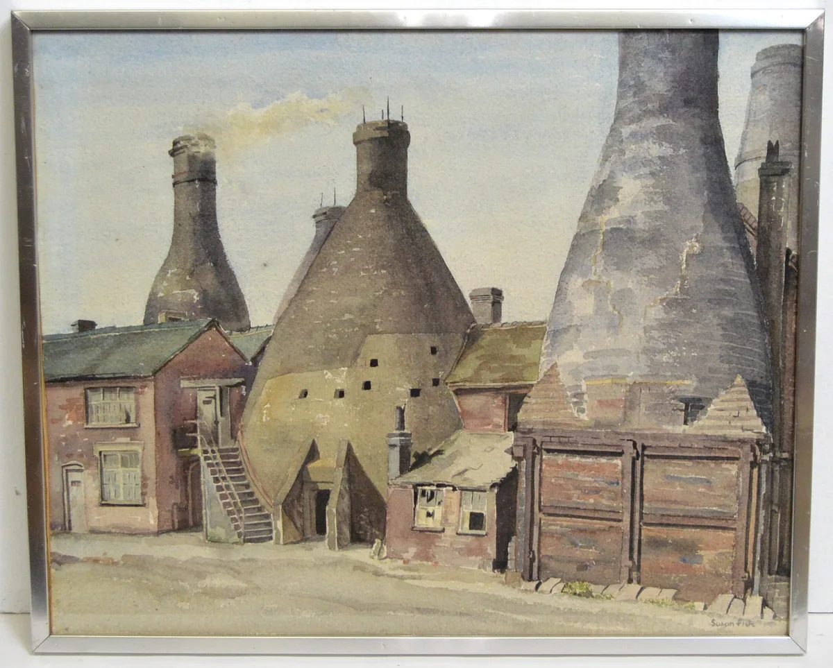 Susan Fish, Bottle Kilns, watercolour