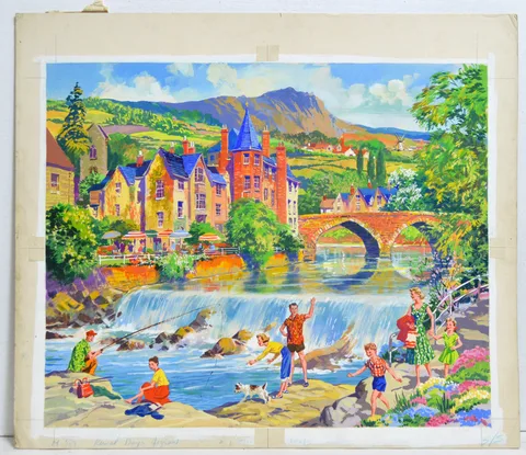 Illustrations for Jigsaws; Rural Days and Springtime by 20th Century British, each gouache on board, sold Sep 2023