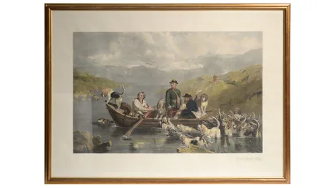 Crossing the Tay by John Frederick Tayler, hand-tinted engraving, sold Apr 2023