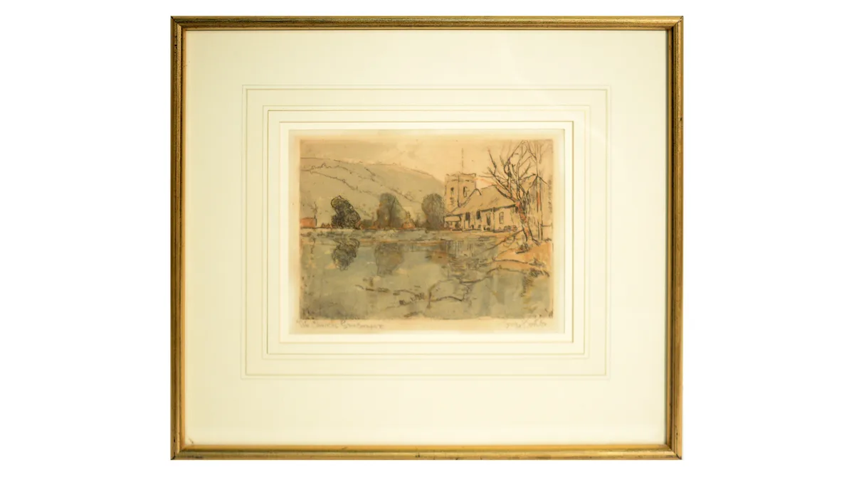George Horton, The Church, Grasmere, etching with hand-colouring