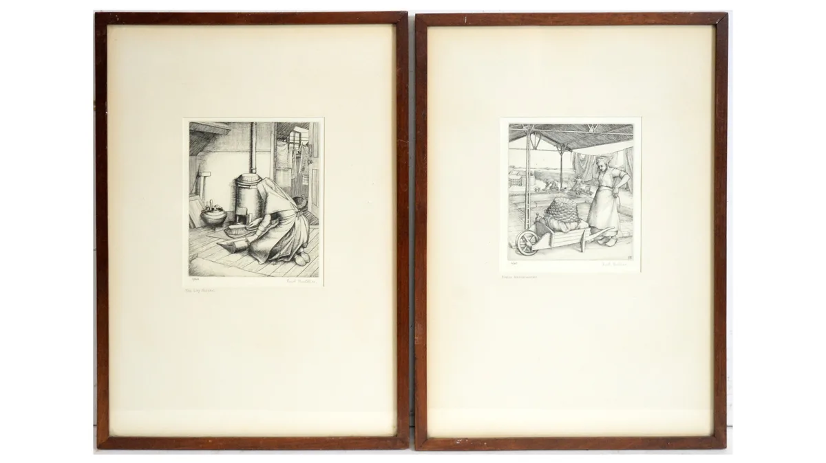 Enid Constance Butcher, The Lay Sister, and Breton Washerwoman, pencil signed and numbered to the margin