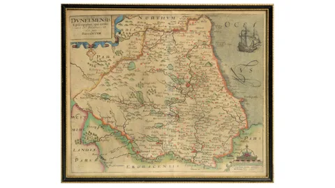 Christopher Saxton, A Map of County Durham, engraving