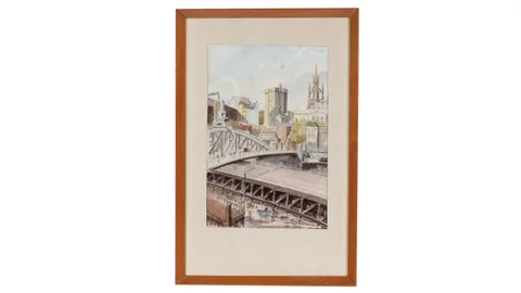 Charlie Rogers, View of Newcastle, watercolour