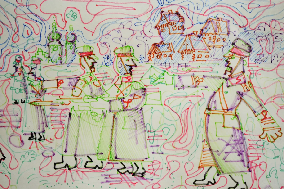 Antoni Sulek, The Reprieve, pen and ink