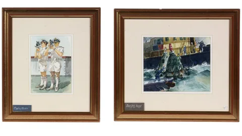Tom Dack, Shooting the Sun, and Changing the Buoys, watercolour