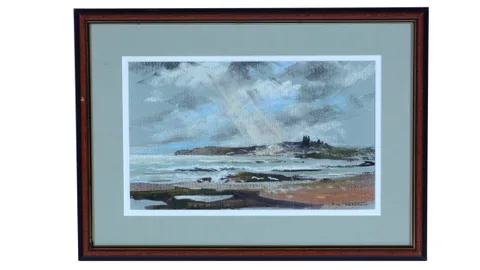 Ronald William Thornton, Sunbeams Over Dunstanburgh Castle, pastel