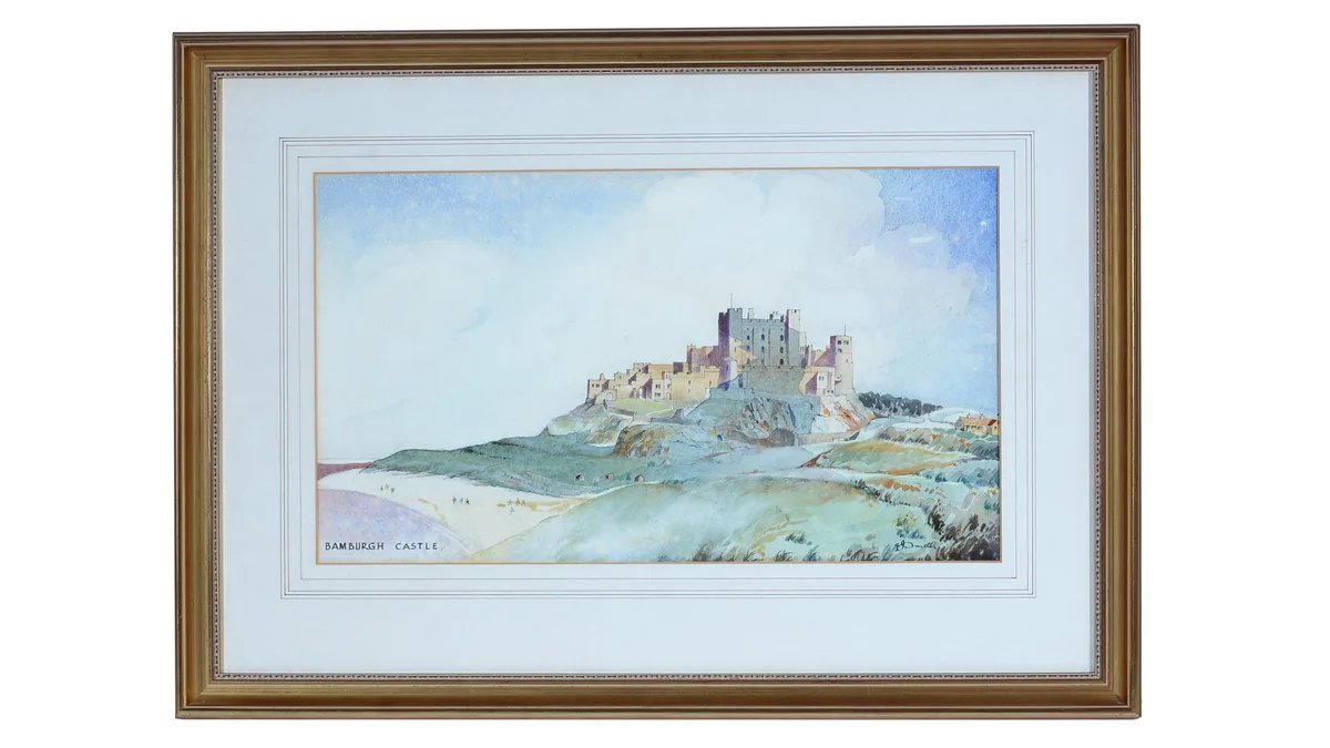 J. Smith, Bamburgh Castle, watercolour