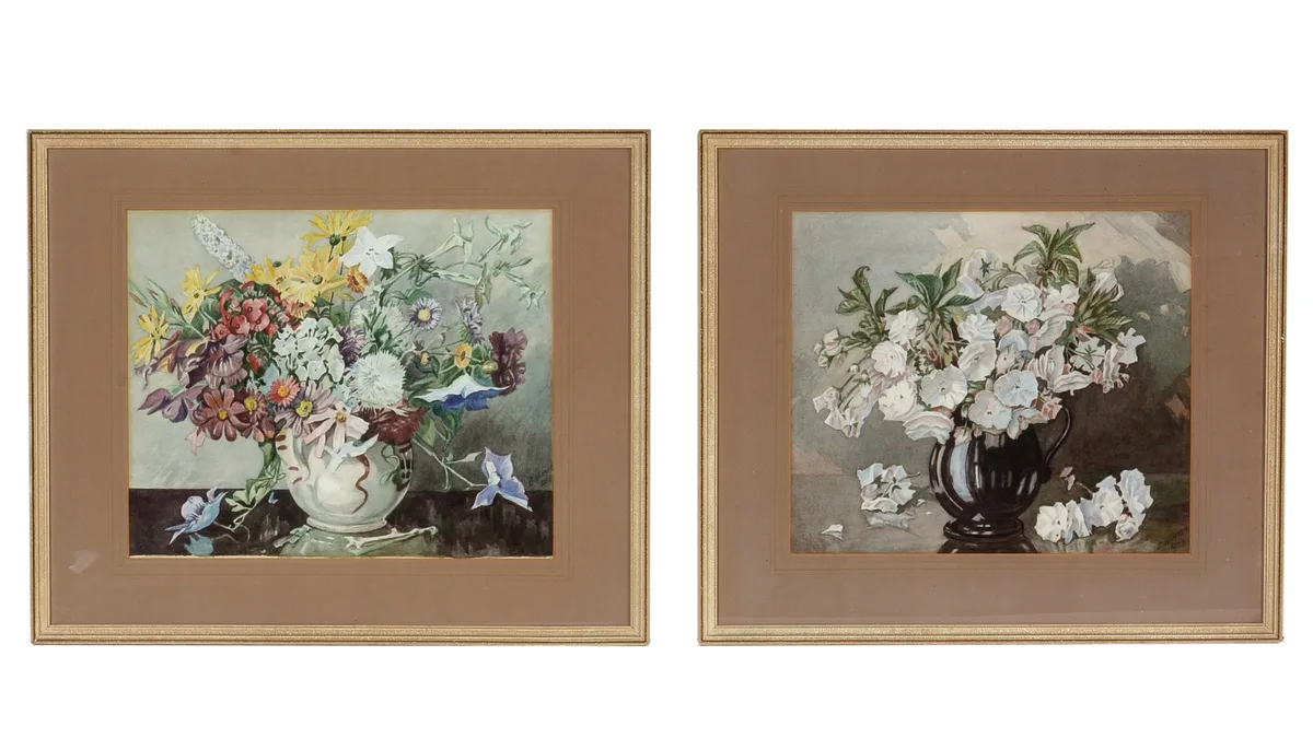 Ernest Winter, Two floral still-life studies, watercolour