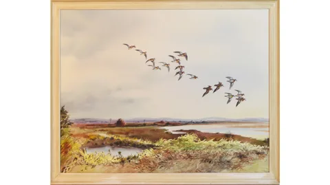 Robert W. Milliken, Snipe at Flight, watercolour