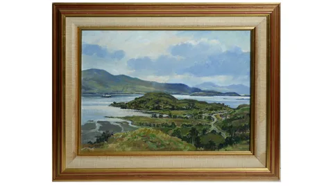 Loch Alsh, inlet between the Isle of Skye and Northwest Scottish Highlands by Donald Shearer, oil on canvas, sold Apr 2023