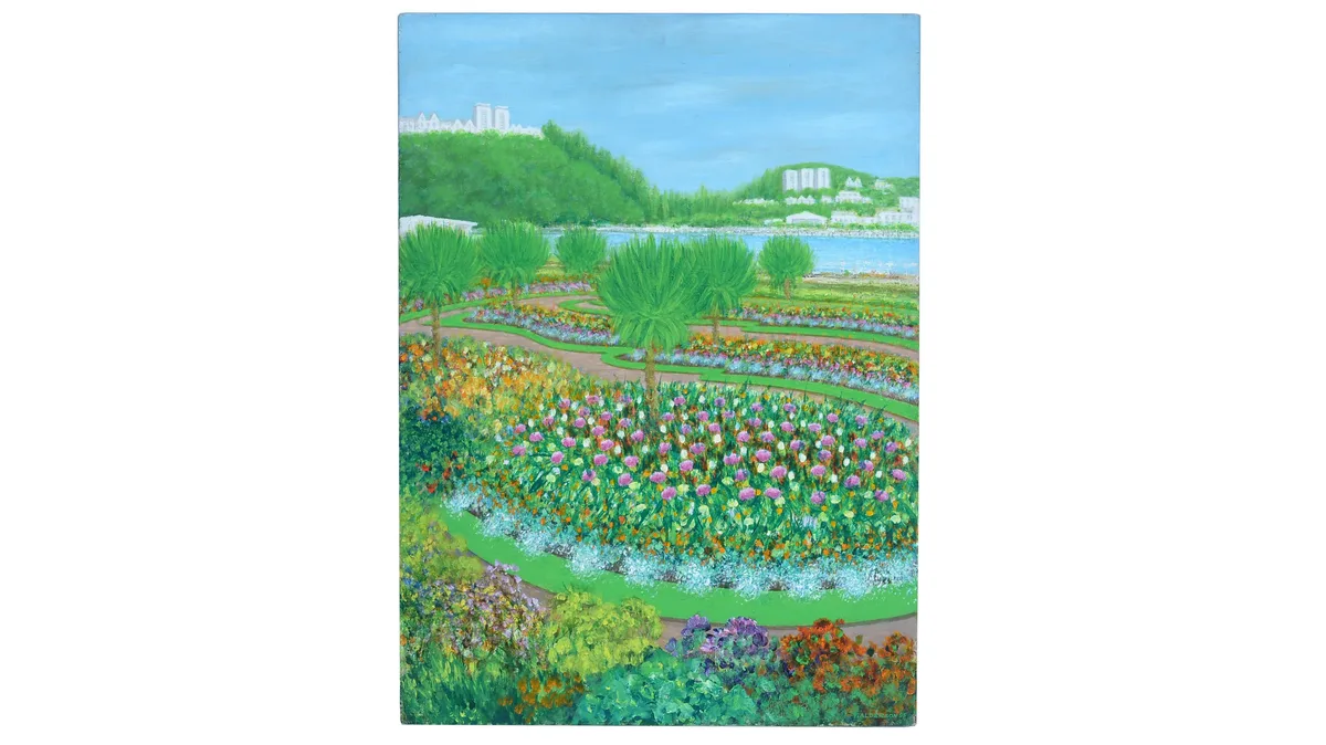Tom Alderson, Formal Gardens, Torquay, acrylic on board