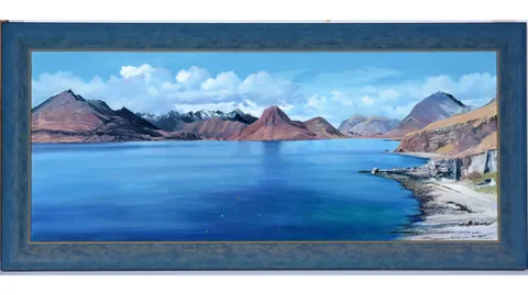 John Watling, The Cuillins from above, Loch Scavaig, Skye, acrylic on canvas