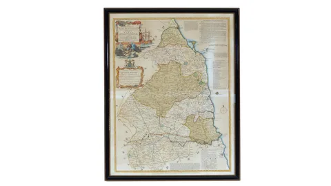 Thomas Kitchin, A New and Improved Map of Northumberland, hand-tinted engraving