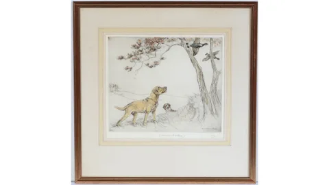 George Vernon Stokes, Flushing Out Game, pencil signed to the margin