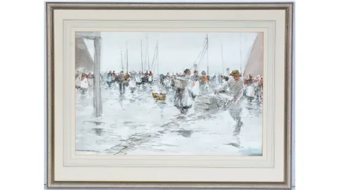 Victor Noble Rainbird, The Fish Quay, watercolour