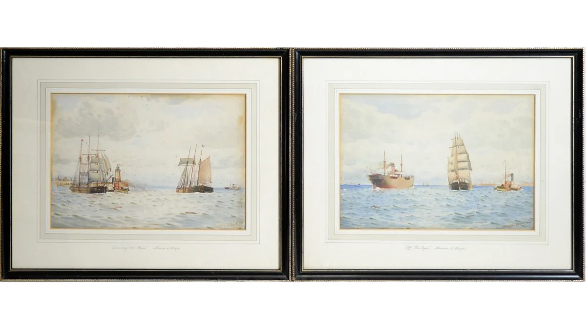 Norman Septimus Boyce, Leaving the Tyne, and Off the Tyne, watercolour