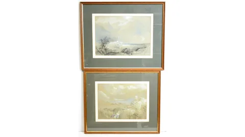Thomas Miles Richardson, en grisaille charcoal and gouache, En grisaille charcoal, graphite, and gouache