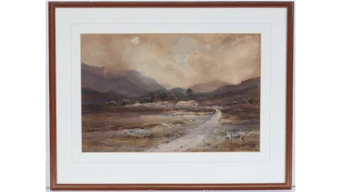 Dreamy Eventide Landscape by Edward Tucker Jr, watercolour, sold Feb 2023