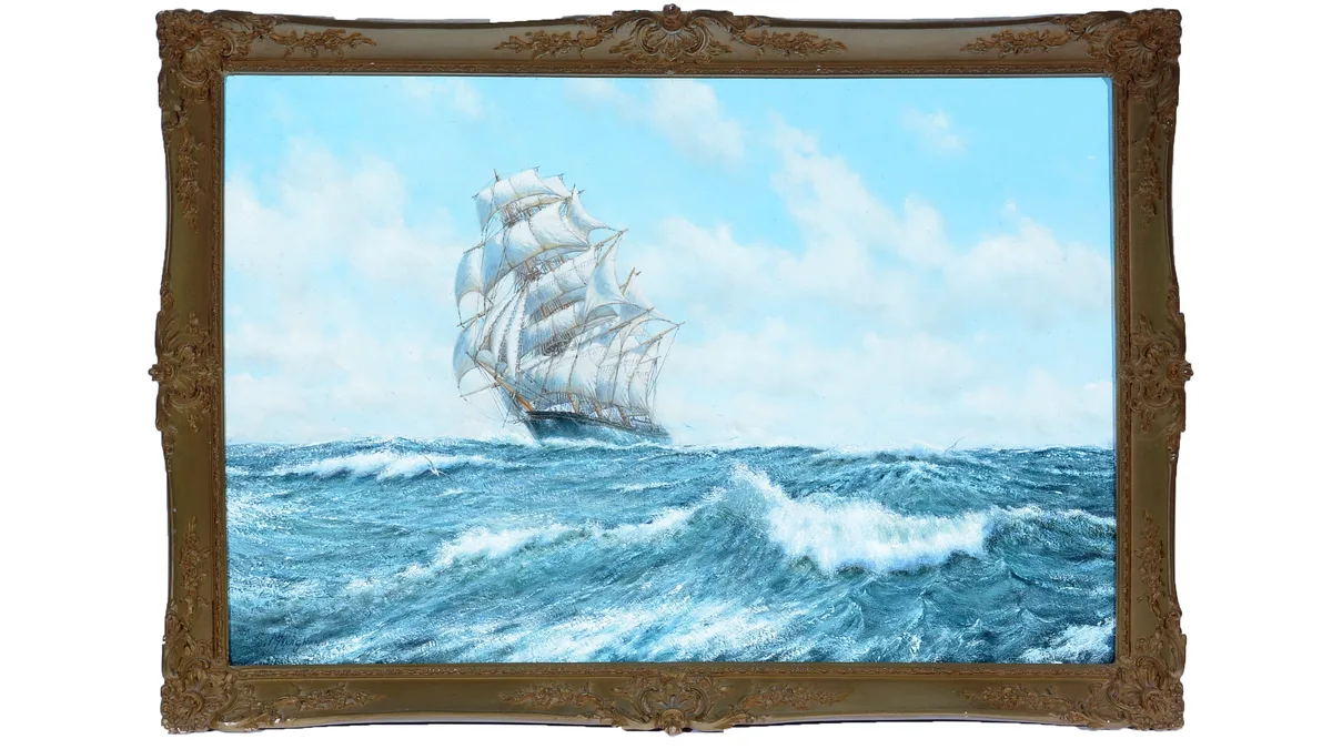 S. Monaghan, A Clipper at Full Mast, oil on canvas
