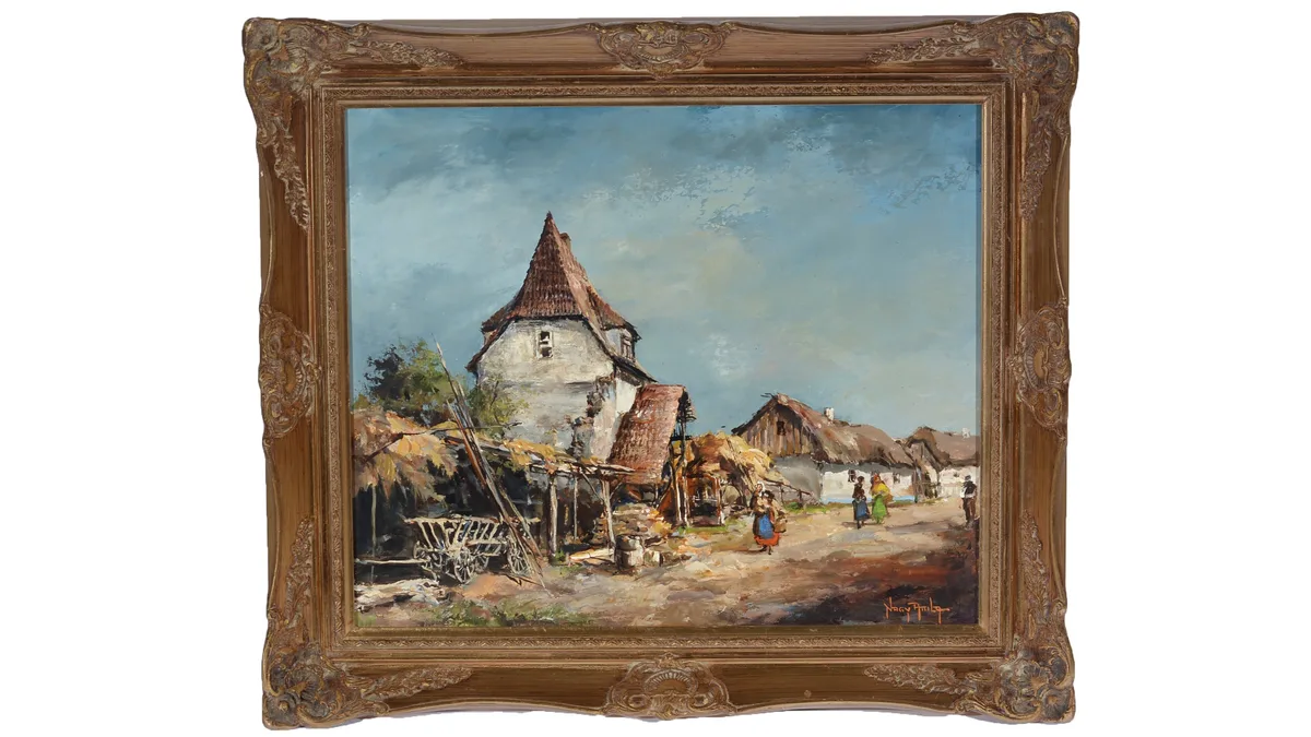 Nagy Attila, A Hungarian Village Scene, oil on canvas