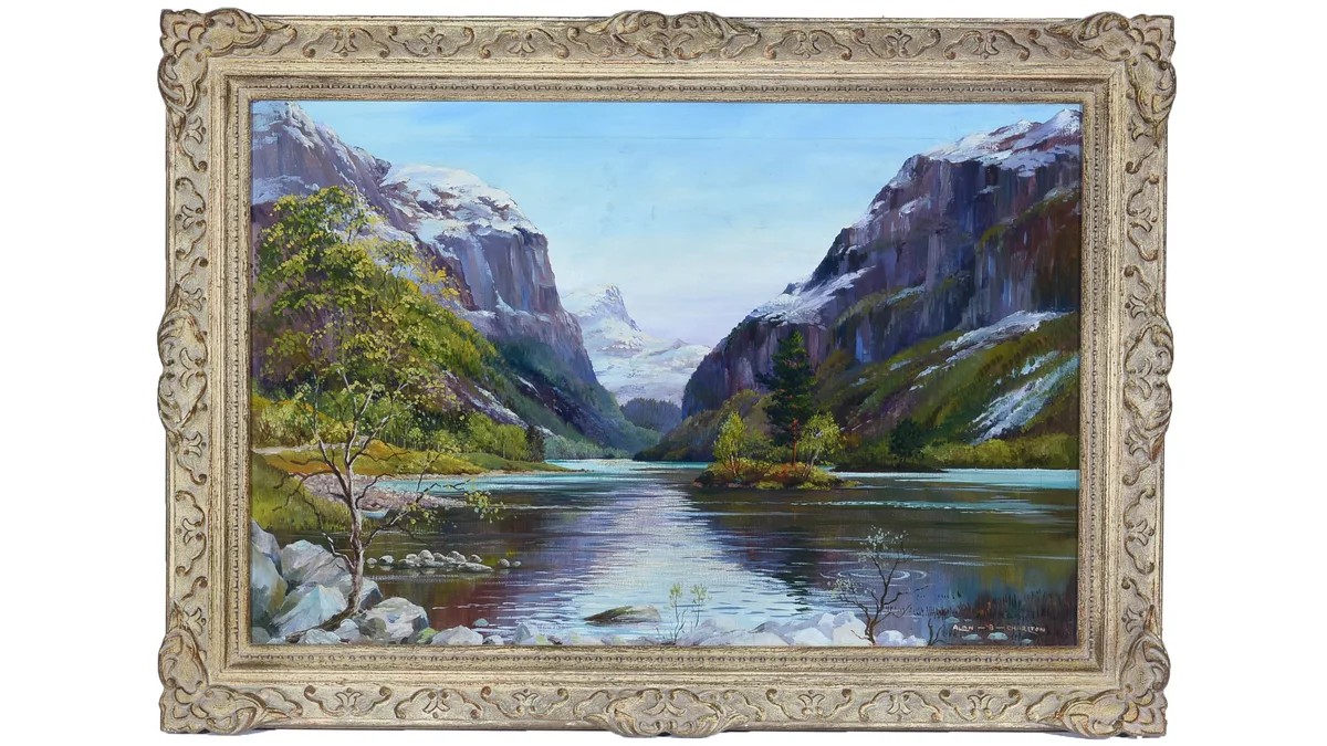 Alan B. Charlton, Espelandsdalen West of Ulvik, Norway, May 1957, oil on canvas