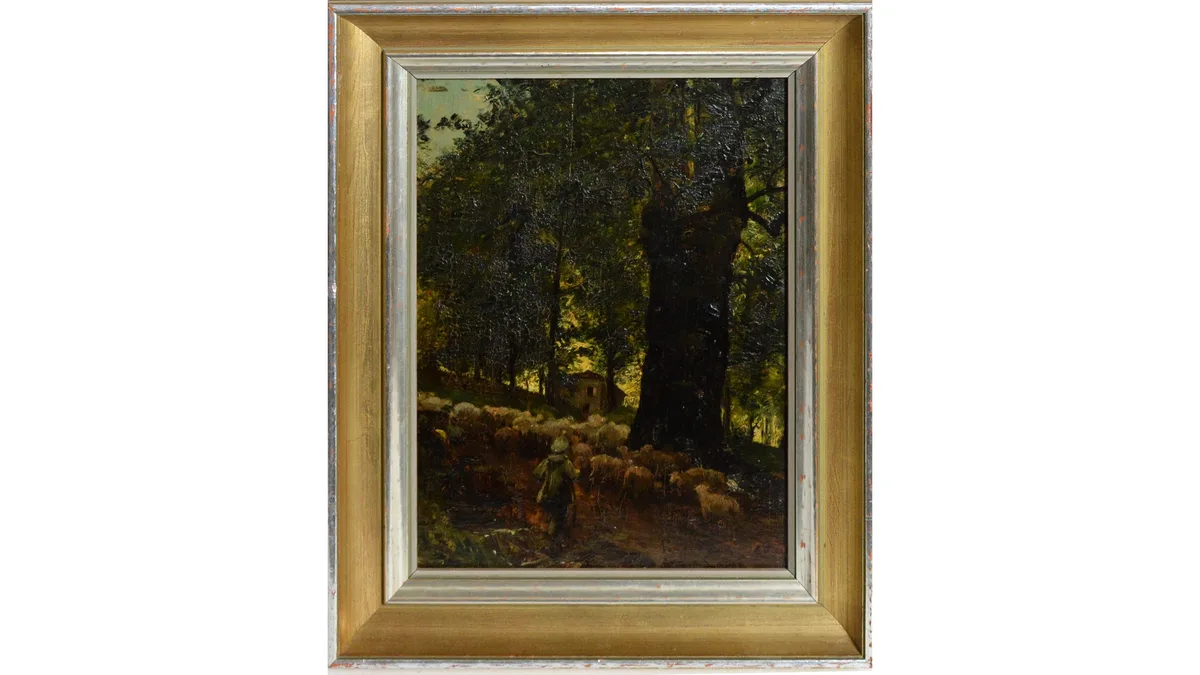 Paul Schaan, The Sheep Drive, oil on board