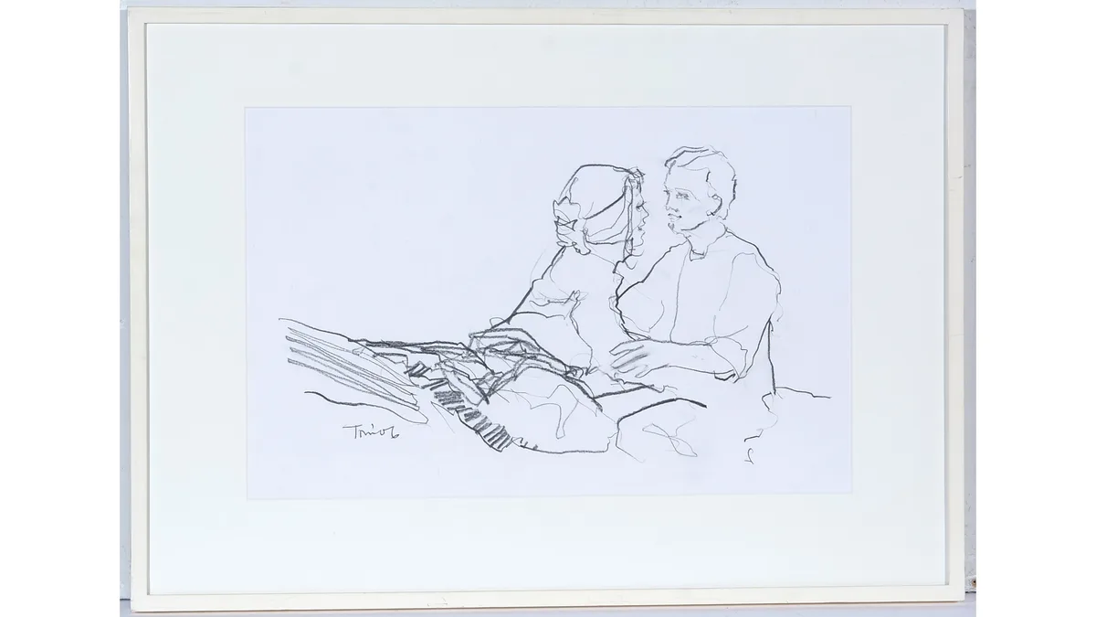 The Embrace by 20th Century British, graphite on paper, sold Jan 2023