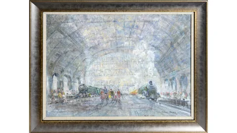 Cecil Peter Knox, King's Cross: Flying Scotsman & Mallard, oil on board
