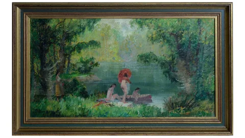 Nudes Bathing by Josef Jiri Kamenicky, oil on canvas, sold Jan 2023