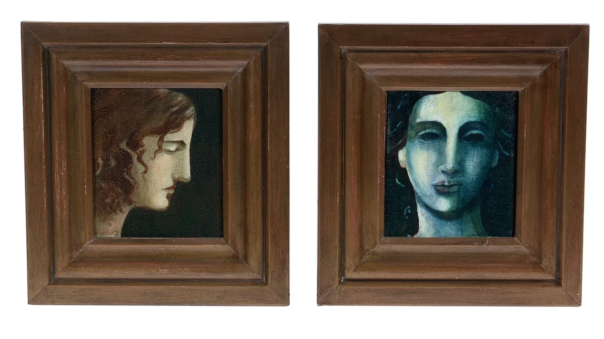 Hazel Barron-Cooper, Ancient Face, and Head, oil on canvas