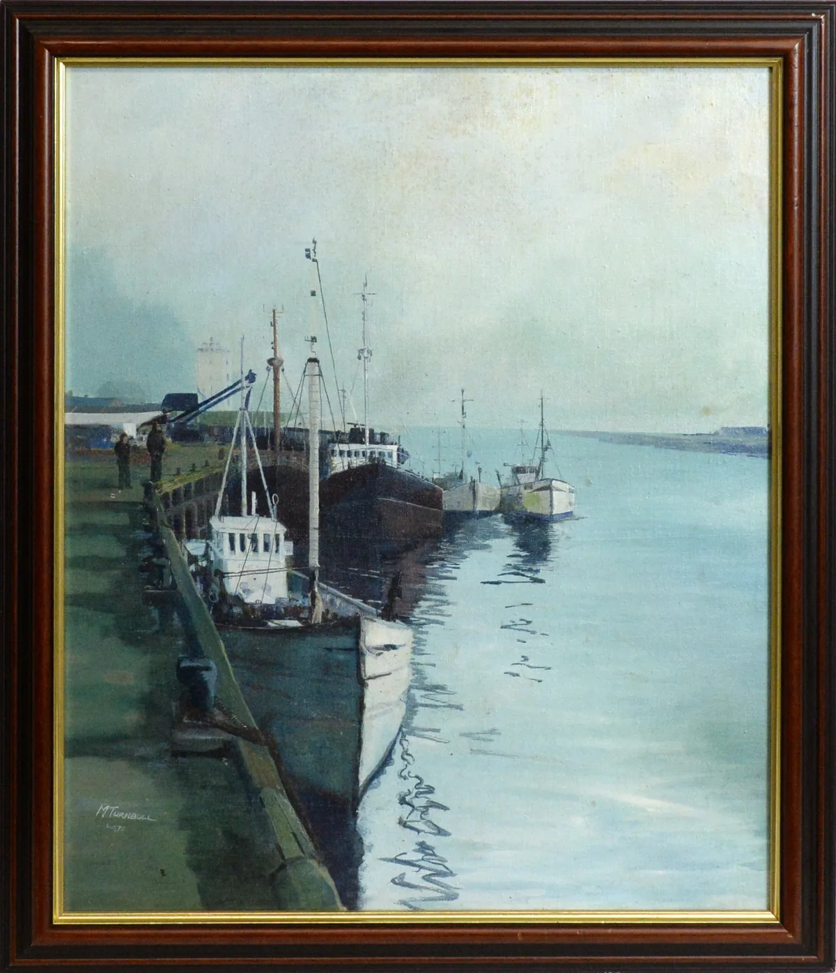 M. Turnbull, North Shields Harbour and the Low Light, oil on board