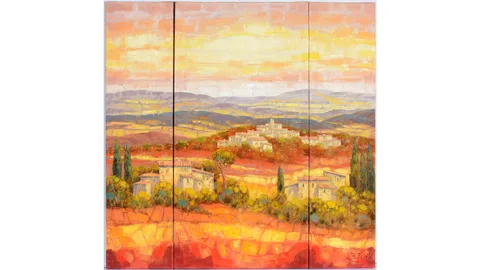 Jean-Claude Picard, Mediterranian Sunset Triptych, oil on canvas
