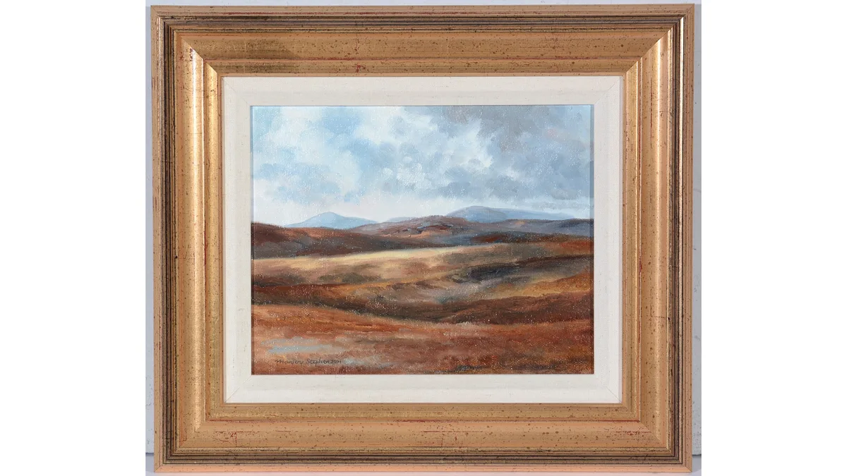 Margery Stephenson, The Cheviot from St. Cuthbert's Way, oil on canvasboard