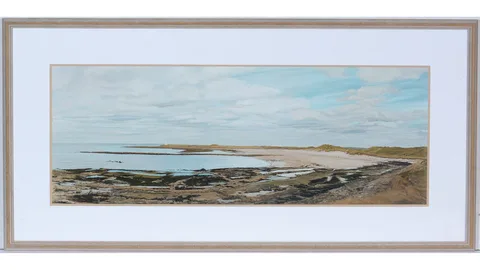 Derwent Wise, Sandon Bay, Holy Island, acrylic