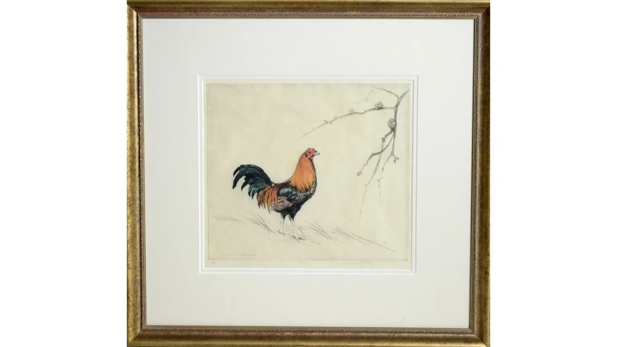George Vernon Stokes, A Majestic Cockerel, pencil signed to the margin