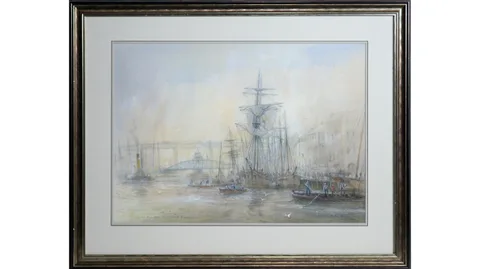 Cecil Peter Knox, On the Ebb Brigg Shifting Downstream, watercolour