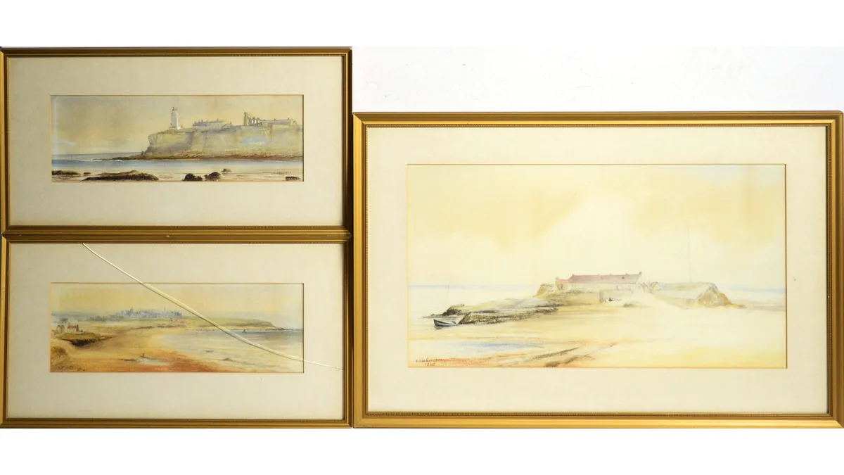G. E. W. Crookes, Three North East Coastal Views, watercolour