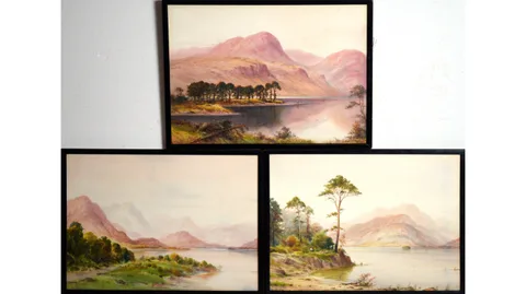 William John Baker, Three Lakeland Landscape Views, watercolour